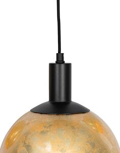 Lampă suspendată design neagră cu sticlă aurie 7 lumini - Bert