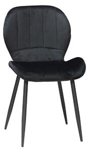 Scaun Bucătărie Topaz Negru, tapițat cu catifea, picioare metalice negre, 86 × 50 × 39 cm