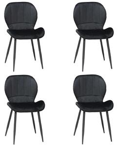Set 4 Scaune Bucătărie Topaz Negru, tapițate cu catifea, picioare metalice negre, 86 × 50 × 39 cm