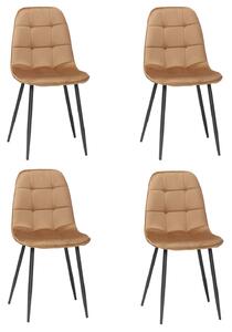 Set 4 Scaune Bucătărie Gya Maro Deschis, tapițate cu material textil catifelat, picioare metalice negre, 91 × 45 cm
