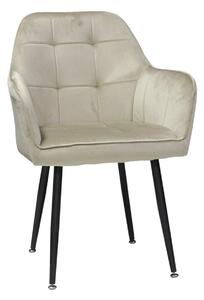 Scaun Bucătărie Perla Cappuccino, tapițat cu material textil catifelat, picioare metalice negre, 87×45×58 cm