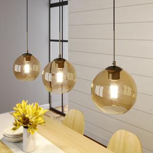 Lindby Sofian lampă suspendată, chihlimbar, sticlă, 100 cm, 3 becuri