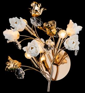 Aplica Rosalia cu Flori Ceramice, 3 Brate, Finisaj Gold - Bussy Lighting 7220-3W