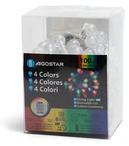 Aigostar - Ghirlandă LED de exterior pentru Crăciun 100xLED/8 funcții 3xAA 10,3m IP44 multicolor