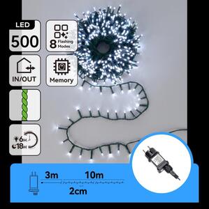 Aigostar - Ghirlandă LED de Crăciun pentru exterior, 500 LED-uri, 8 funcții, 13 m, IP44, alb rece