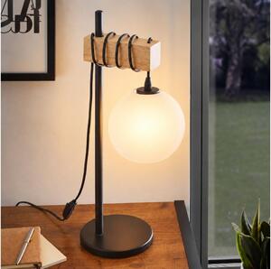 BRILAGI - Lampă de masă WOOD GLASS 1xE27/40W/230V maro/negru/alb