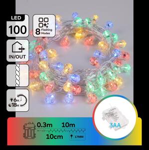 Aigostar - Ghirlandă LED de exterior pentru Crăciun 100xLED/8 funcții 3xAA 10,3m IP44 multicolor