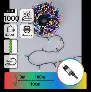 Aigostar - Instalație LED de exterior pentru Crăciun, 1000 LED-uri / 8 funcții, 103 m, IP44, multicoloră