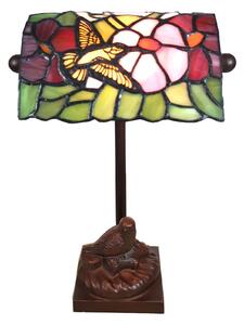 Lampă de masă 6008, stil Tiffany, motiv pasăre