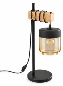 BRILAGI - Lampă de masă WOOD GLASS 1xE27/40W/230V maro/negru/bej fumuriu
