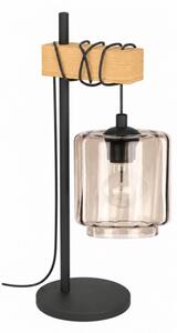 BRILAGI - Lampă de masă WOOD GLASS 1xE27/40W/230V maro/negru/bej fumuriu