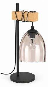 BRILAGI - Lampă de masă WOOD GLASS 1xE27/40W/230V maro/negru/bej fumuriu