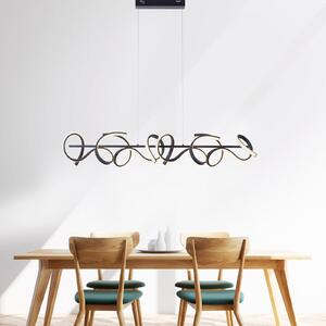 JUST LIGHT. GmbH Lampă suspendată LED Curls, negru, metal, 99 cm lungime, dimabil, reglabil, Negru, Camera de zi / sufragerie, Metal, Modern