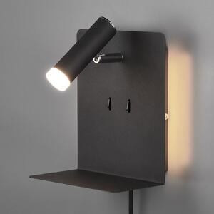 LED lampă de perete Element cu raft negru mat