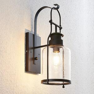 Lindby Rozalie aplică de perete, negru, metal, lanternă, 44cm, reglabil, Negru, Hol, Metal, Vintage, Felinar