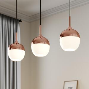 Lindby Lampă suspendată Rangina, 100 cm, cupru, 3 becuri, sticlă, reglabil, Cupru, Camera de zi / sufragerie, Sticlă, Modern