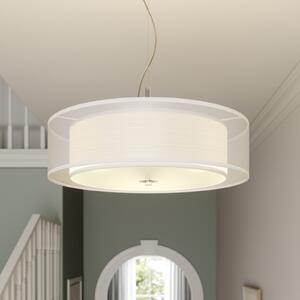 Lampă suspendată Lindby Pikka, alb, textil, Ø 50 cm, E27