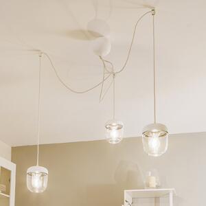 UMAGE Acorn lampă suspendată 3 becuri alb/oțel, reglabil, Alb, Camera de zi / sufragerie, Sticlă, Design