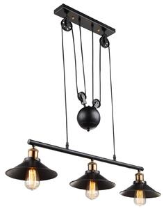 Globo Lampă pendul Viktor 3 becuri, reglab. pe înălțime, reglabil, Negru, Camera de zi / sufragerie, Metal, Design industrial