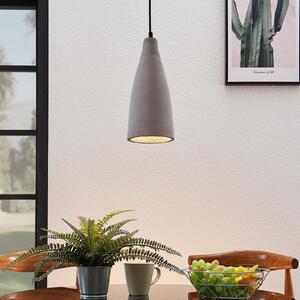 Lampă suspendată Lindby Sanne, gri, beton, Ø 15 cm, E27