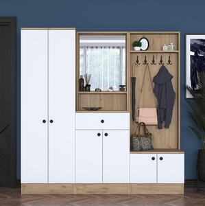 Mobilier hol Pixie 3 (alb + nuc) (cu oglindă). 1102450