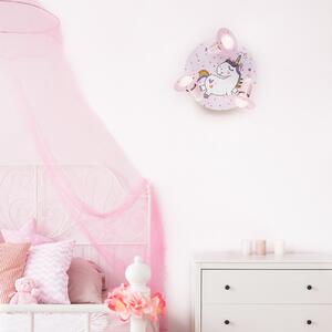 Elobra Aplică de perete rondelă Unicorn Babsy 3 becuri, reglabil, Roz / Rosé, Camera copiilor, Lemn