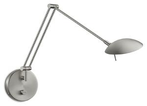 Knapstein Aplică LED Ninja nichelată mat, cu dimmer rotativ, reglabil, Gri, Camera de zi / sufragerie, Metal, Modern