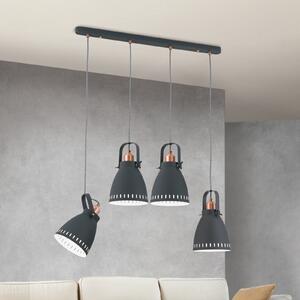 ORION Lampă suspendată Theke din metal, 4 becuri, reglabil, Negru, Camera de zi / sufragerie, Metal, Design industrial