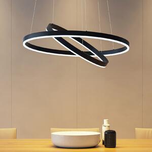 Arcchio lampă suspendată LED Albiona, negru, 2 inele, Ø 60 cm