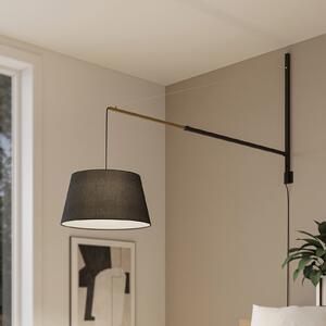 Lucande Aplică de perete Beleza, înălțime 150 cm, extensibilă, textil, Negru, Camera de zi / sufragerie, Metal, Modern