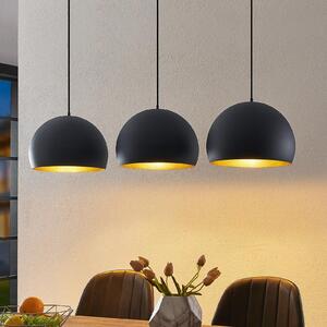 Lampă suspendată Lindby Tarjei, 146 cm lungime, negru/galben, metal