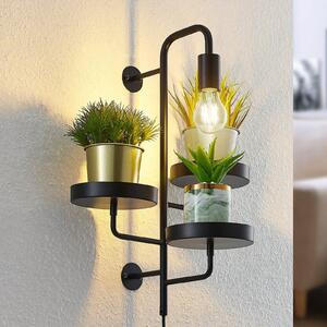 Lindby Aplică de perete Hanjo, înălțime 50 cm, negru, metal, reglabil, Negru, Camera de zi / sufragerie, Metal, Modern