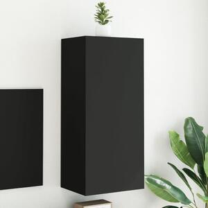 Comodă TV de perete, negru, 40,5x30x90 cm, lemn prelucrat