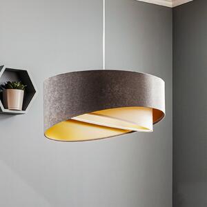 Maco Design Lampă suspendată Vivien, tricoloră, gri/alb/auriu, reglabil, Gri, Camera de zi / sufragerie, Țesătură / Textil, Modern