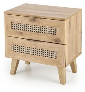 Noptiera Borneo, stejar artizanal, PAL/MDF laminat/polipropilena, 50x3
