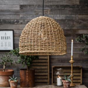 PR Home Lampă suspendată Cebu, Ø 57 cm, abajur Lampakanay, IP20, reglabil, Lemn, Camera de zi / sufragerie, Lemn, Casă de țară / Rustic