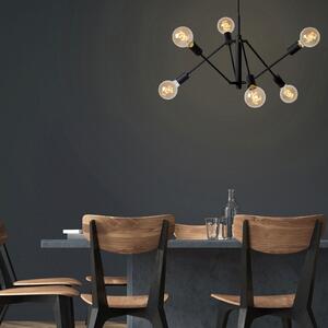 Lucide Lampă suspendată Lester, cu șase lumini, reglabilă, reglabil, Negru, Camera de zi / sufragerie, Metal, Modern