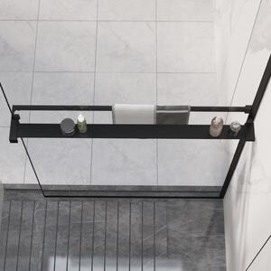 Raft de duș pentru perete cabină de duș, negru, 90 cm, aluminiu