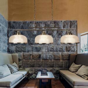 Lampă pendul Bistro II Bar alamă/sticlă striată