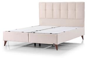 Pat OPTIMUM 160x200, stofa catifelata crem - Setra 105, cu somiera si spatiu depozitare