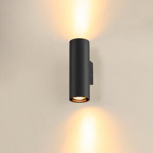 SLV Asto Tube aplică, GU10 up/down negru, reglabil, Negru, Camera de zi / sufragerie, Metal, Modern, Perete rotund