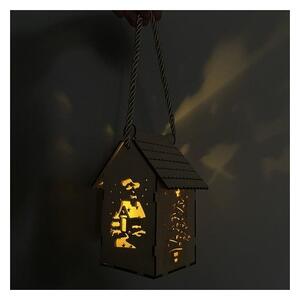Decoratiune de Craciun casuta luminoasa, Nasterea Domnului, 14x7.5x10.2 cm, baterii, lemn maro