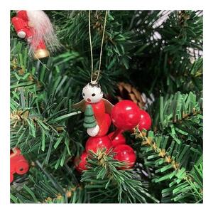 Set 30 decoratiuni din lemn pentru brad, diverse modele, inaltime figurina 2,5 - 4 cm, rosu