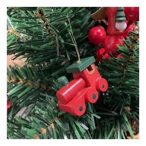 Set 30 decoratiuni din lemn pentru brad, diverse modele, inaltime figurina 2,5 - 4 cm, rosu