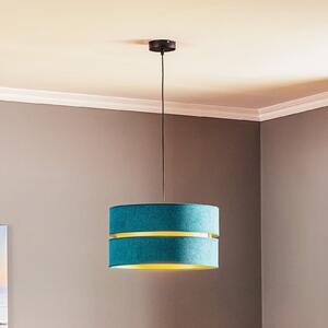 Lampă suspendată Duo, turcoaz/aur, Ø40cm, 1 lumină