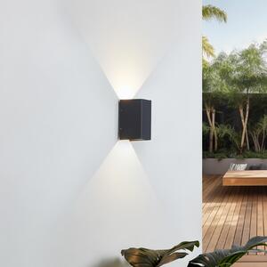 Lucande Aplică de perete LED Kimian, înălțime 17 cm, antracit, IP54, Negru, Metal, Modern