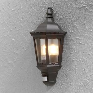 Konstsmide Aplică de exterior Firenze semicupă, senzor, negru, Negru, Metal, Casă de țară / Rustic