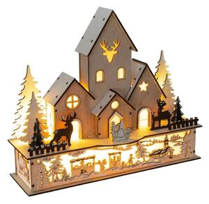 Decorațiune LED de Crăciun Retlux LED/2xAA lemn sat