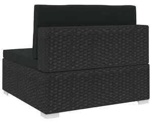Scaun modular de mijloc, 1 buc., negru, poliratan, 70 x 70 x 52,5 cm, cu perne