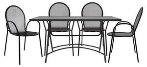 Set terasa scaune și masa din metal VOYO, Negru, 5 piese, Stil modern